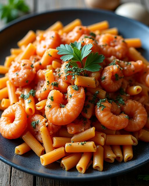 Piatto di pasta fresca con abbondanti frutti di mare.